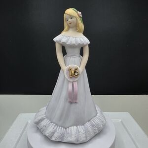 VTG 1981 Enesco Growing Up Birthday Girl Porcelain Age 16 Blonde E-2316 NiB